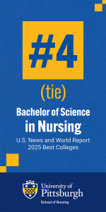 Artwork showing Pitt Nursing Ranking of #4 (tie) in US News & World Report Rankings