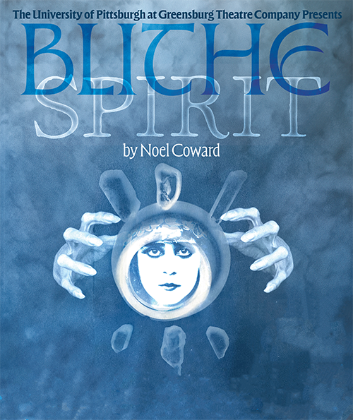 Blithe Spirit Poster-face in a crystal ball with hands on either side