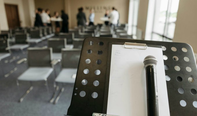 Microphone on podium