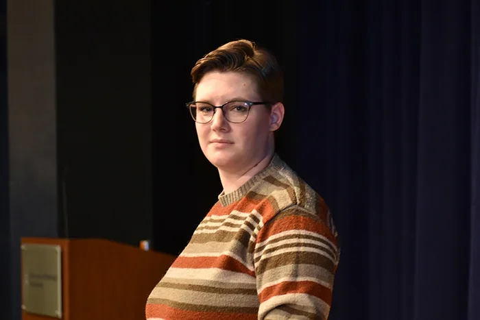 Jordan Alexandra Gilbert portrays the Adult Alison in Pitt-Greensburg's production of Fun Home