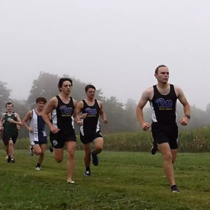 Dylan Ackerman sets the pace in a fall 2024 cross country event